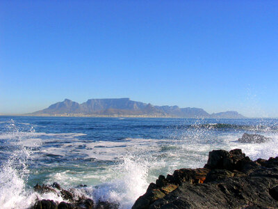 View towards Cape Town from Robben Island in South Africa photo