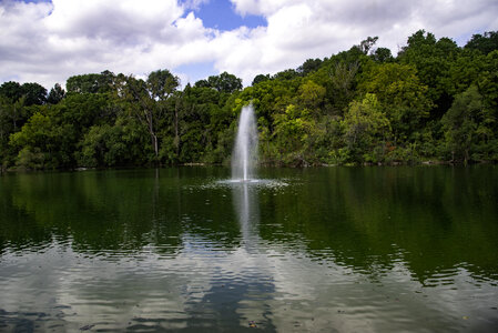 Fountain in the lake landscape photo