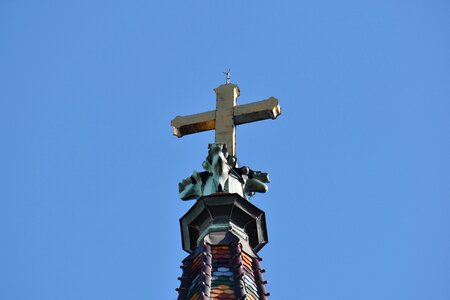 Blue Sky church tower colorful