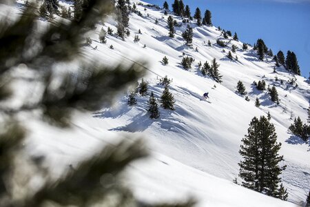 Skiing down the mountain