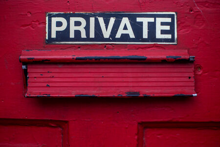 Red Door Letterbox Closeup photo