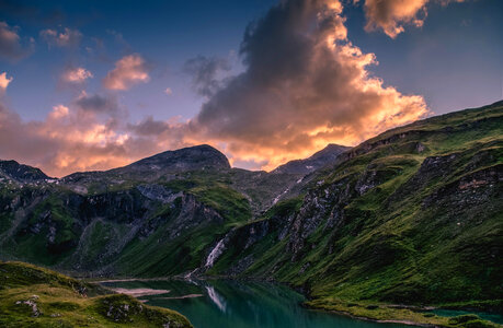 Red Clouds over the Mountains in Grossglockner, Austria photo