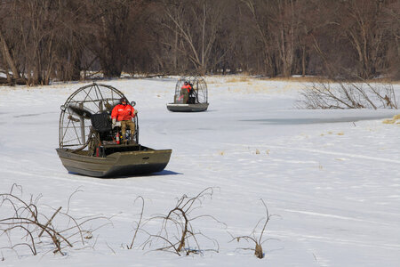 Practicing airboat operation in narrow channels with obstacles photo