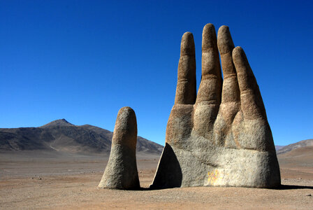 Hand in the Atacama Desert in Chile photo