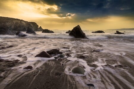 Sea shore tides coming in photo