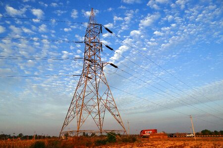 Electric tower transmission line india photo