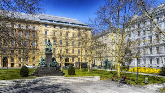 Beethoven Plaza with buildings in Vienna, Austria photo