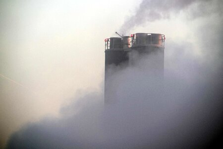 Chimney factory fog photo