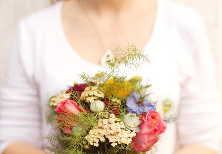 Wedding Bouquet in Bride's Hands photo