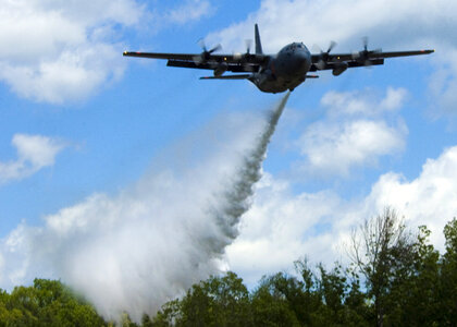 C-130 Hercules aircraft dropping Water in South Carolina