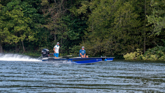 Group fly fishing from drift boat on White River-1 photo