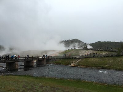 A thunderstorm dumps rain in Yellowstone National Park