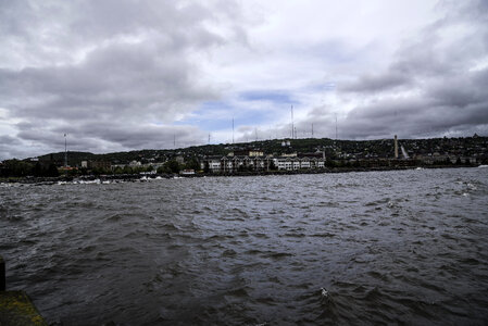 Stormy skies and shoreline in Duluth, Minnesota