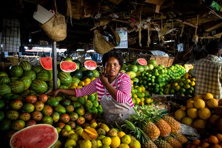 Market water melons pineapples