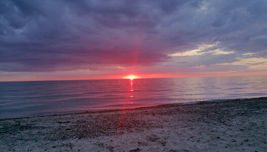 Sunset over the water at Angola, New York photo