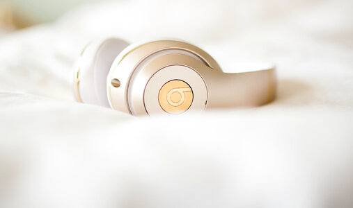 Beats Headphones on a Soft Blurry white Background photo