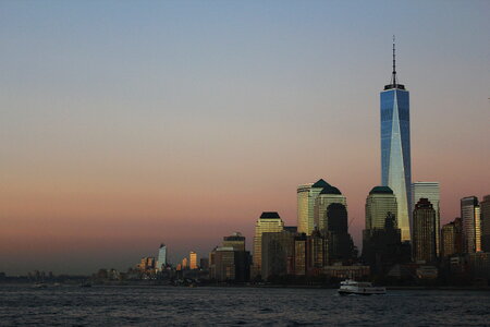 New York City Skyline with at Sunset photo
