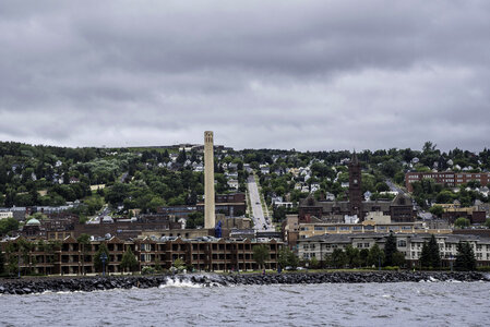 Factory on the shoreline of Lake Superior in Duluth, Minnesota photo