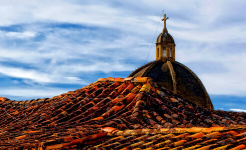 Roofs in Town of Barichara, Colombia photo