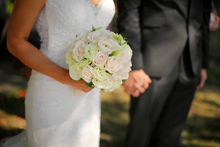 Groom wedding dress wedding bouquet photo
