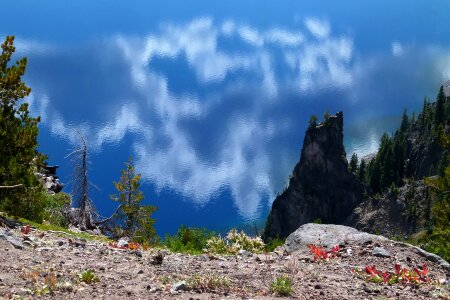 Water mirroring clouds photo