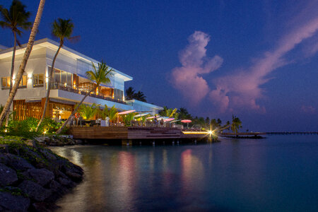 Luxurious Hotel on the Beach at Night photo