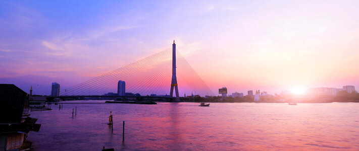 Rama viii bridge cityscape view in Bangkok, Thailand photo