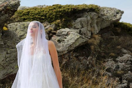 Bride young woman veil photo