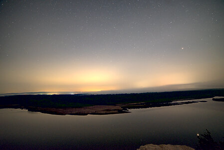 Stars above the river at night photo