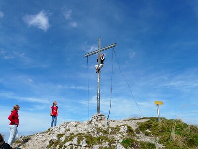 Summit cross hiking sky photo