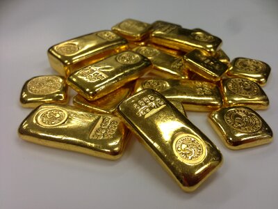 Gold bullion bar of gold gold ingot photo