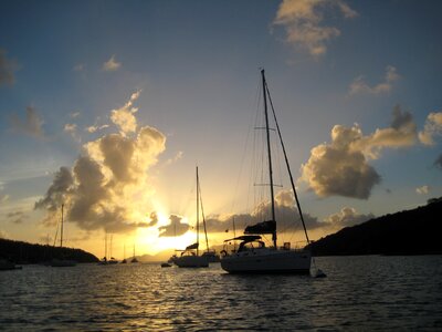 Boats sunset sea