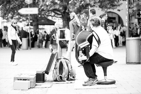 Street musicians accordion pedestrian zone photo