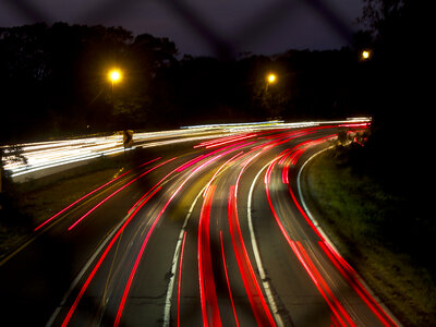 Long Exposure Cars on Highway photo