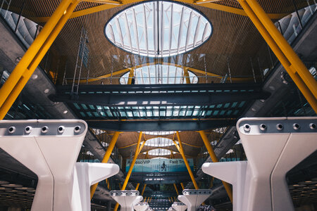 Airport Futuristic Interior, Barajas, Madrid, Spain photo