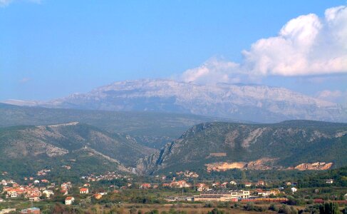  Dinara mountain Landscape and town in Knin, Croatia