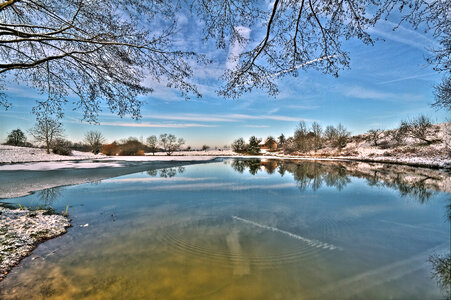 Winter lake HDR Landscape photo