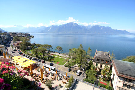 Lake Geneva from Montreux in Switzerland and landscape