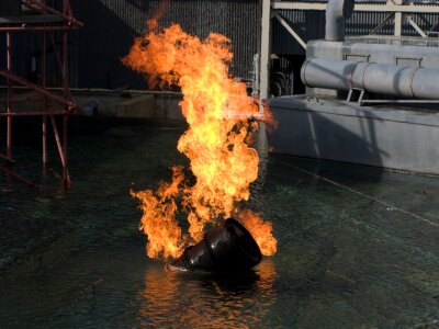 Burning explosion barrel photo