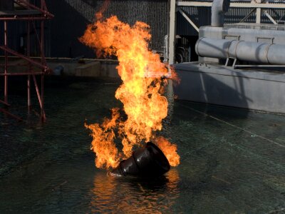 Burning explosion barrel