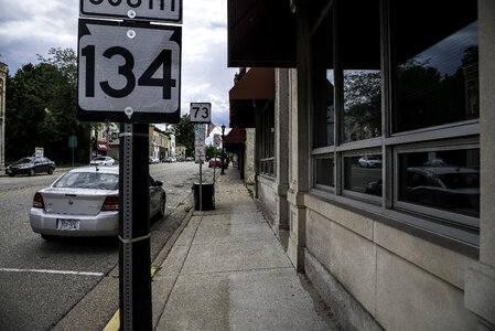 Sidewalk View with sign in Deerfield