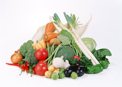 Set of different fresh tasty vegetables photo