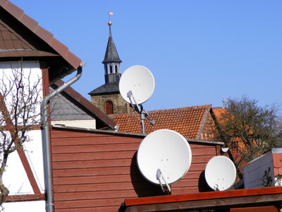 Satellite dish village photo