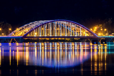 Chuncheon Bridge lighted up at night in Seoul, South Korea photo