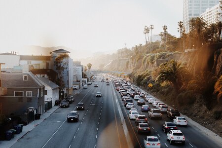 Highway Traffic at Sunset photo