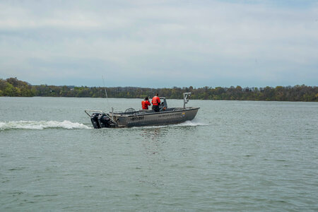 USFWS Fisheries crew in boat preparing for lake sturgeon field work-4