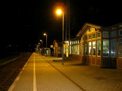 train stop at railway station photo