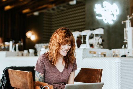 Business laptop computer pretty girl