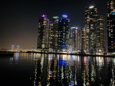 Nightscape Haeundae Beach in Busan South Korea photo