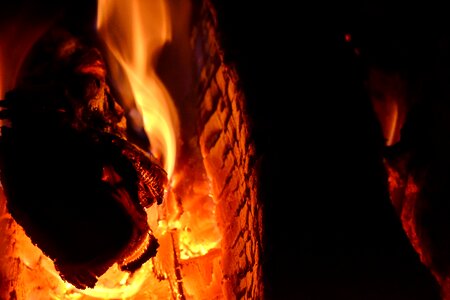 Campfire hot coal photo